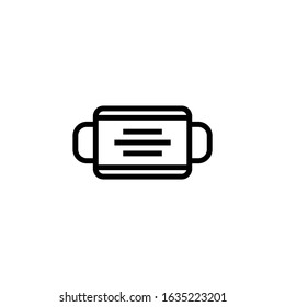 Medical mask icon vector in linear, outline style design isolated on white background, icon illustration, eps 10