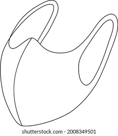 Medical mask icon vector transparent. Black line drawing.