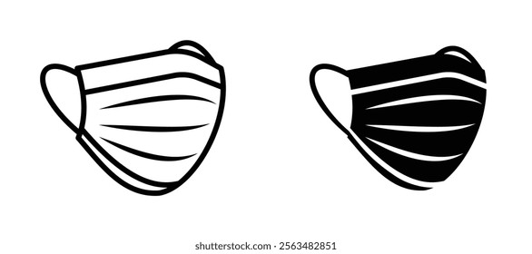 Medical mask icons in outline and fill. vector illustration for ui.