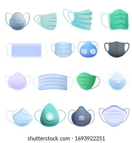Medical mask icons set. Cartoon set of medical mask vector icons for web design