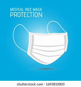 Medical mask in isolated vector. Medical face mask to protect from viruses and polluted air. realistic illustration of medical mask on transparent background.