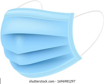 Medical Mask Isolated White Background With Gradient Mesh, Vector Illustration