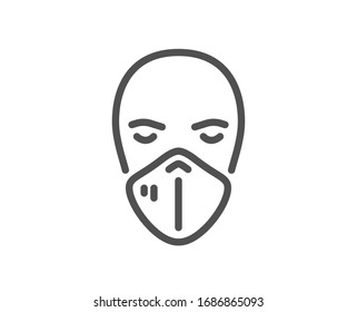 Medical Mask Line Icon. Safety Breathing Respiratory Mask Sign. Coronavirus Face Protection Symbol. Quality Design Element. Editable Stroke. Linear Style Medical Respirator Icon. Vector