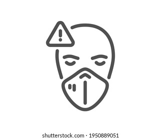 Medical mask line icon. Safety breathing respiratory mask sign. Coronavirus face protection symbol. Quality design element. Linear style medical mask icon. Editable stroke. Vector