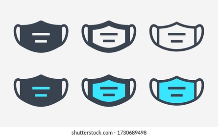 Medical Mask Line Vector Icon. Corona Virus Vector Symbol. Pandemic Protective Icons Set For Web Design. Healthcare Flat Icon For App Design. Covid-19 Minimal Flat Linear Icons