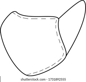 Medical mask. A means of protection against viruses and diseases. Side view. Face template. Simple Outline drawing. Vector EPS10 illustration. Isolated on white background