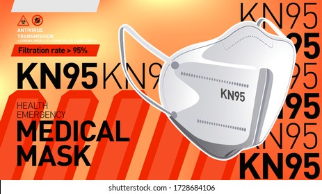 Medical Mask, n95, kn95, covid-19, coronavirus, sars-cov-2, quarantine.Vector illustration isolated, icon for web design, social media, packaging, print.