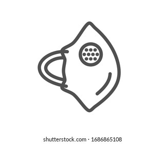 Medical Mask N95 Line Icon. Safety Breathing Respiratory Mask Sign. Coronavirus Face Protection Symbol. Quality Design Element. Editable Stroke. Linear Style Medical Respirator Icon. Vector