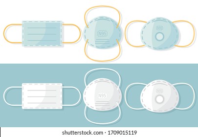 Medical mask N95. Protective respiratory mask. Virus and dust protection. Coronavirus. Flat cartoon design. Vector illustration EPS 10