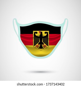 Medical Mask with National Flag of Germany as Icon on White. Protective Mask Virus and Flu. Fight Coronavirus (2019-nCoV) in Form of flag design