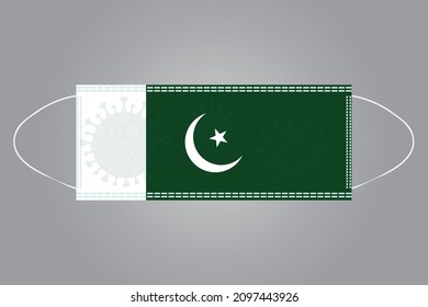 Medical Mask with National Flag of Pakistan as Icon .  Concept of Health Care Problems and Fight Novel Coronavirus  in Form of Pakistan flag