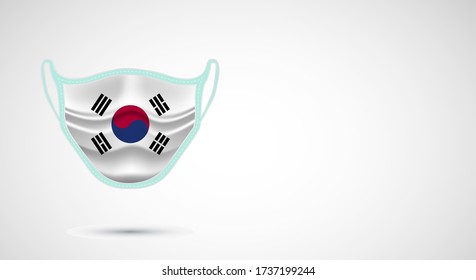 Medical Mask with National Flag of South Korea as Icon on White. Protective Mask Virus and Flu. Fight Coronavirus (2019-nCoV) in Form of flag design