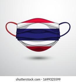 Medical Mask with National Flag of Thailand. 