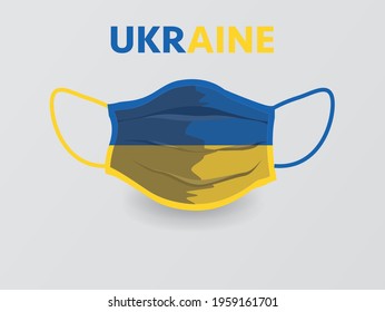 Medical Mask with National Flag of Ukraine. Protective Mask Virus and Flu.
