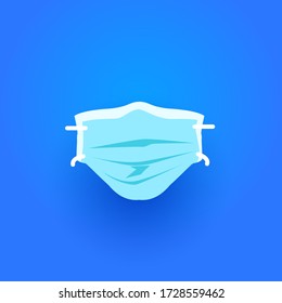 Medical mask on blue background, doctor mask and corona virus protection