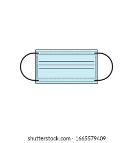 Medical mask on a white background. Medical disposable mask. Three-layer protective mask made of non- woven material