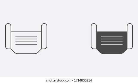 Medical mask outline and filled vector icon sign symbol