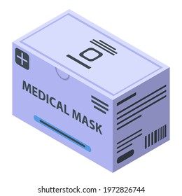 Medical mask package icon. Isometric of medical mask package vector icon for web design isolated on white background