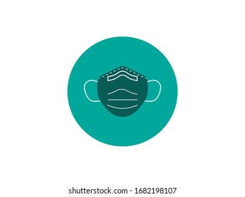 Medical mask, patient icon. Vector illustration, flat design.