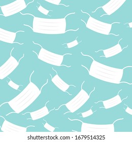 Medical mask pattern on a blue background, coronavirus, eps 10 vector illustration