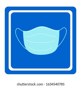 Medical mask to prevent influenza infection. Icon. Protection against viruses and airborne diseases. Vector illustration. For design.
