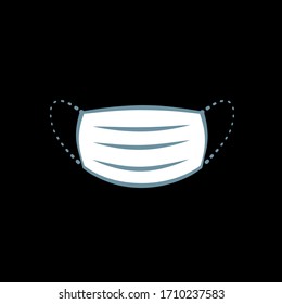 Medical mask to protect your breath. Mask vector icon on black background.
