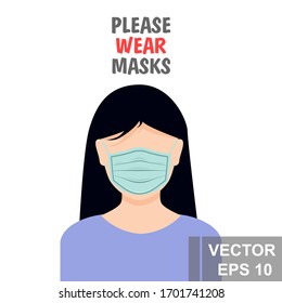Medical mask. Protection against viruses and bacteria. Prevention For your design.