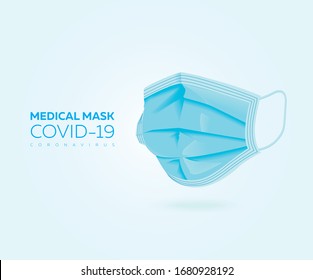 Medical mask from the protection of bacteria and viruses in 3d in isolated background. Vector illustration