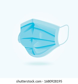 Medical mask from the protection of bacteria and viruses in 3d in isolated background. Vector illustration