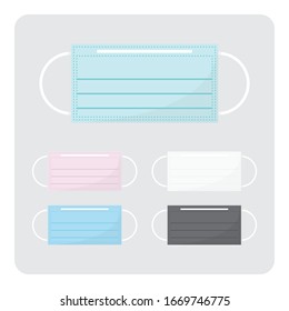 Medical mask for protection Coronavirus (COVID-19) or pollution, Vector design of flat icon.