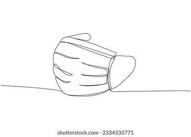 Medical mask, protection, hygiene, sterility, medical supplies, equipment one line art. Continuous line drawing of medication, clinical, disposable, tool, surgery, pandemic, virus