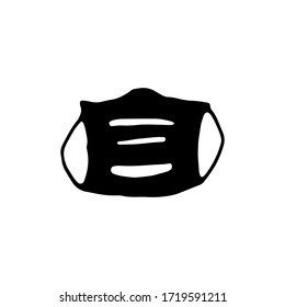 Medical mask for protection,Dentist mask doodle style, digital isolated illustration with protective mask, the fight against the virus, medical care for viral diseases, doodle print for design logos. 