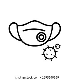 
medical mask or respirator ffp1 ffp2 to protect against coronavirus covid-19 2019-ncov and bacteria. Vector simple icon for infographic or website. 