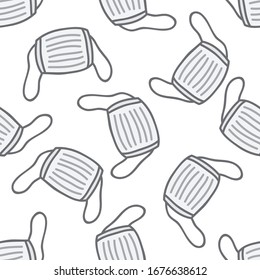 medical mask seamless doodle pattern, vector illustration