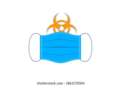 Medical mask is a sign of biological danger. Vector illustration of flat style.
