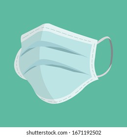 Medical mask / surgical mask vector illustration isolated on turquoise background. 