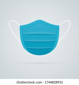 Medical mask symbol on white background. Respirator mask realistic vector icon front view.