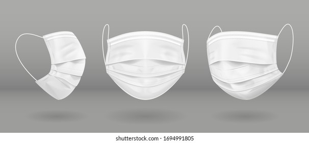 Medical mask in three projections. Virus protection. Vector EPS 10