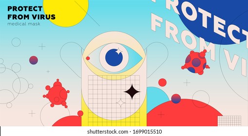 Medical mask, trendy concept surgical mask. Hygiene protective air filter to protect COVID19 virus pollution. Eps10 vector illustration