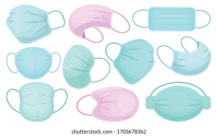 Medical mask vector cartoon set icon. Isolated cartoon set icon face protection. Vector illustration medical mask on white background.