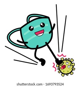 Medical mask vector design against coronavirus. Cartoon vector illustration