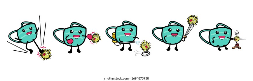 Medical mask vector design against coronavirus. Cartoon vector illustration