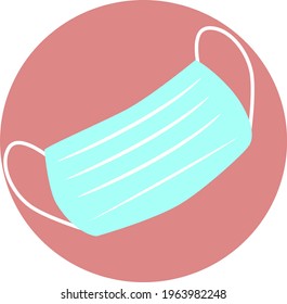 A medical mask vector icon with circle background