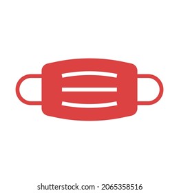 Medical mask vector icon. Red symbol