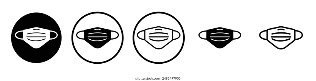 Icono de Vector de máscara médica en color blanco y negro.