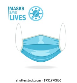 Medical mask vector illustration design, personal protection for COVID-19 or coronavirus in new normal situation, masks save lives campaign