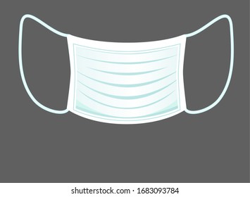 Medical mask - vector isolated image. Surgical disposable mask. Medical mask to protect against infection with influenza viruses and coronovirus. Protective mask.