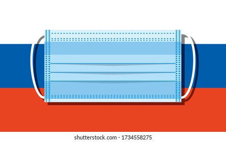 Medical mask vector on the background of Russia flag. Flat design