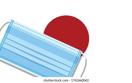 Medical mask vector on the background of Japan flag. Flat design