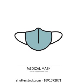icono de tipo vectorial de máscara médica